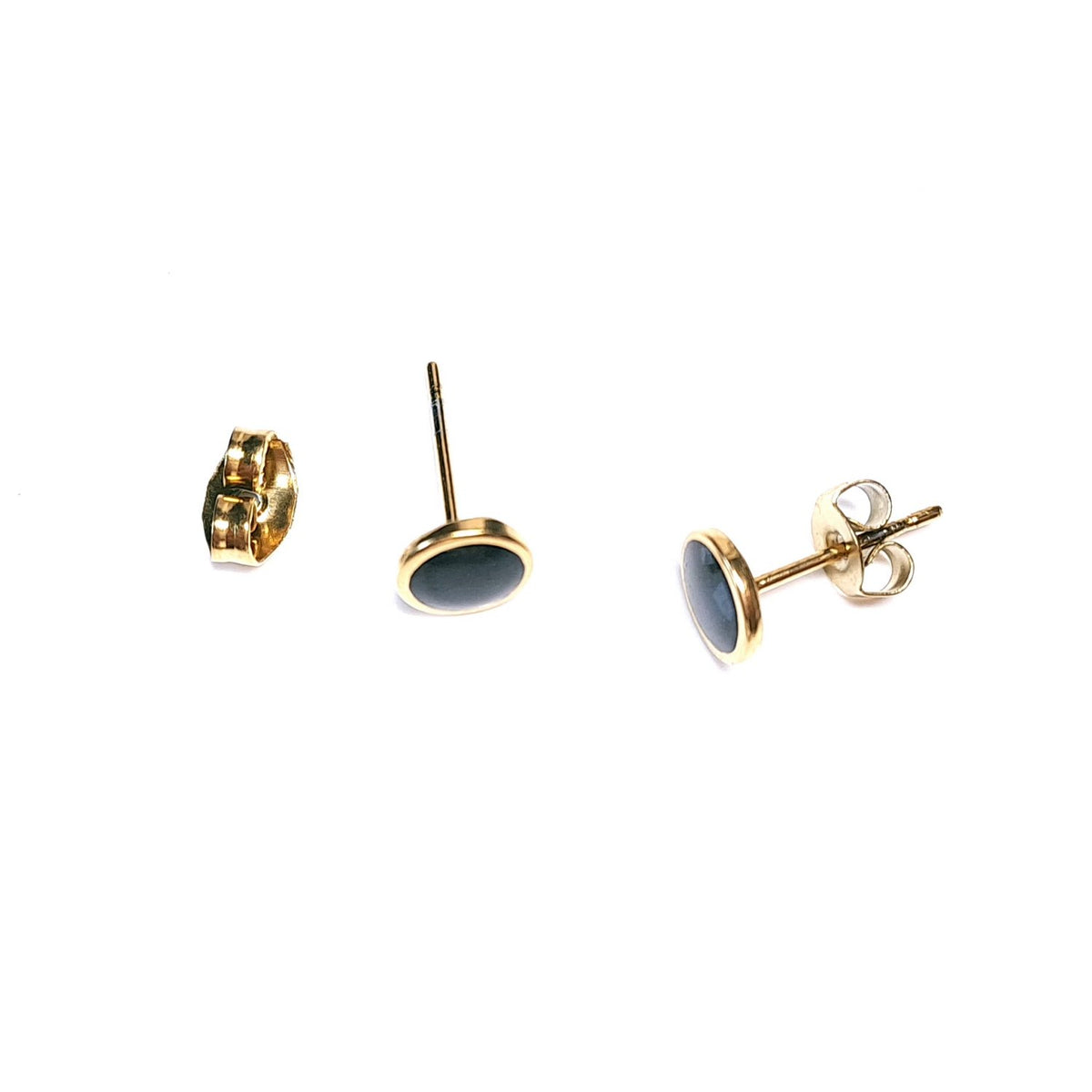 Ohrstecker Gold Edelstahl – Rund mit schwarzer Emaille Ø 0,8 cm