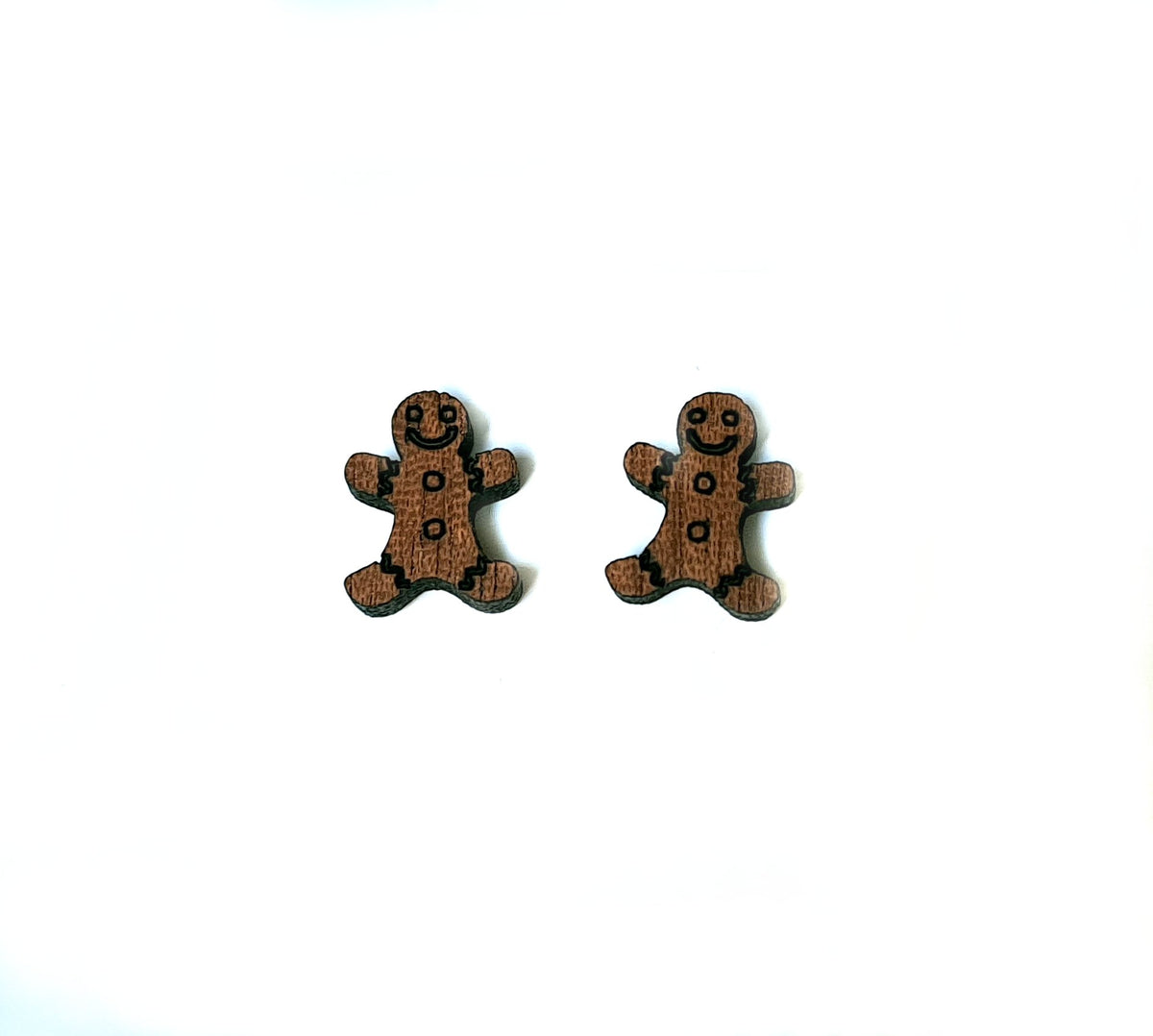 Ohrstecker Holz & Edelstahl – Lebkuchenmann / Pfefferkuchenmann (12mm)