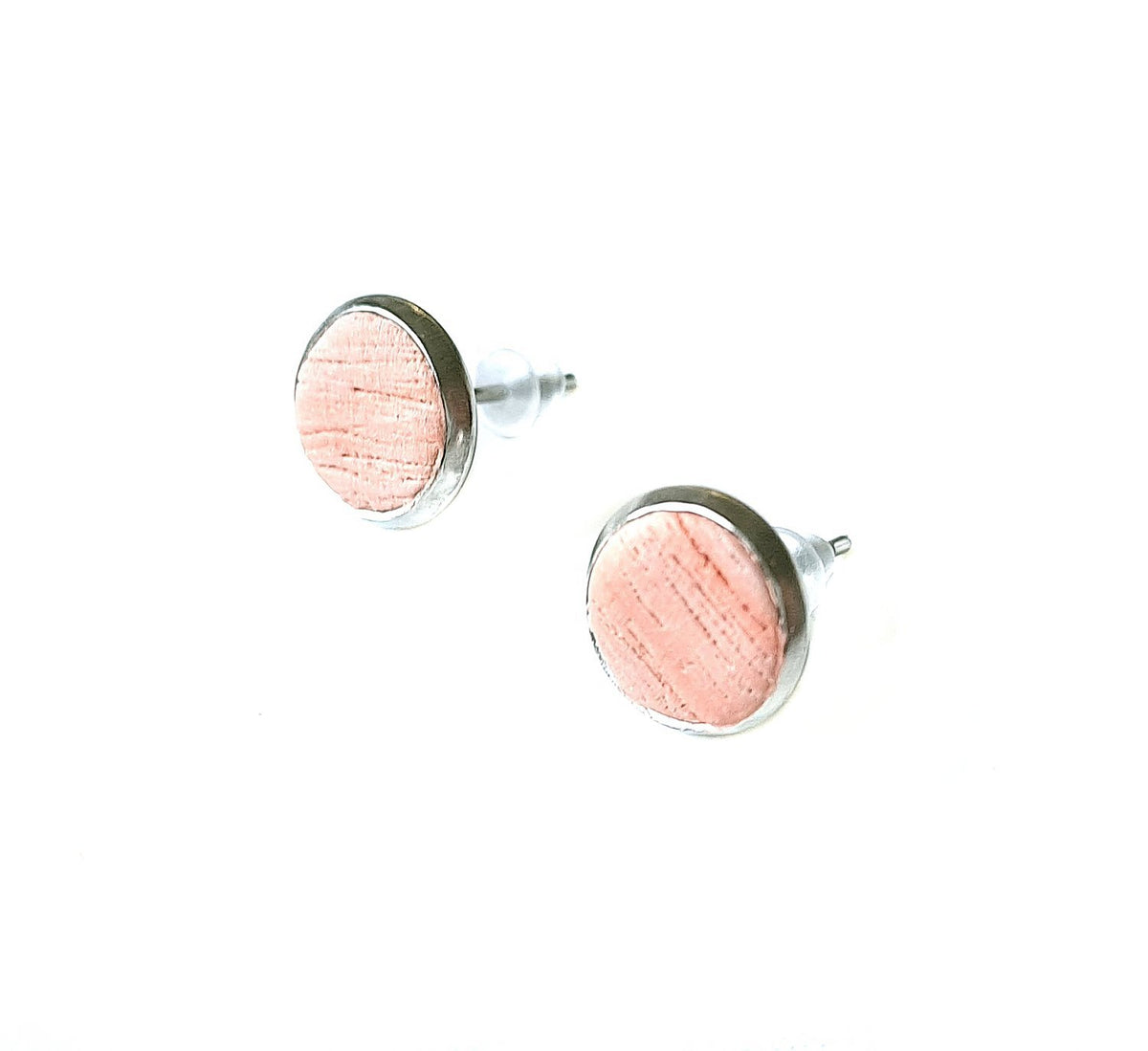 Mini Ohrstecker Edelstahl & Polymer Clay – Rosé mit Struktur (8mm Cabochon)