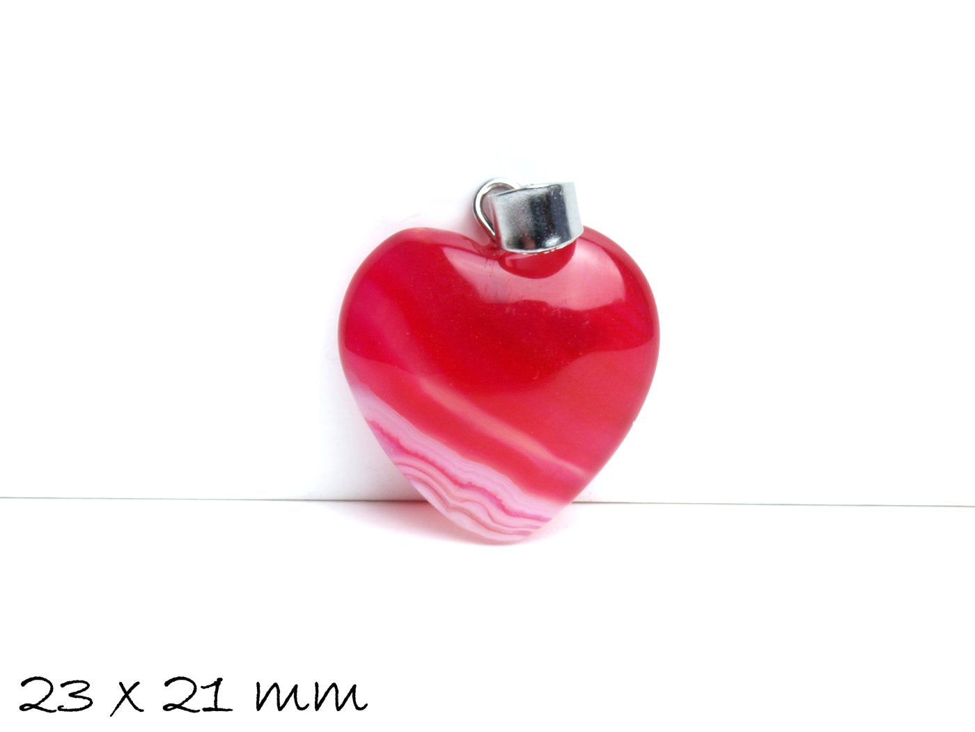 1 Stück Herz Anhänger Achat 23 x 21 mm, verschiedene Farben