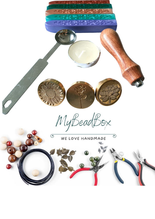 DIY Siegelwachs Set Blüten, Blumen– Wachssiegel Stempel & Zubehör | Kreatives Bastelset von MyBeadBox (Kopie)