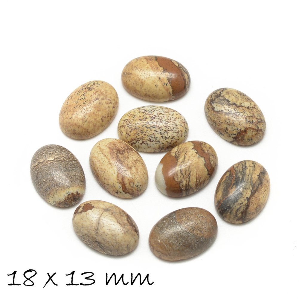 2 Stück Edelstein Cabochons, Picture Jasper, 18 x 13 mm