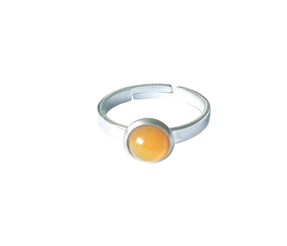 Gelber Achat Ring verstellbar aus Edelstahl (6 mm) | Gelb