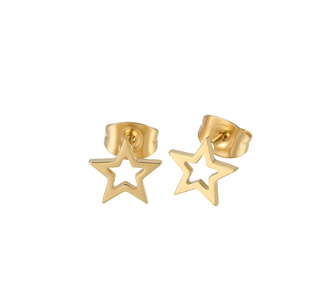 Minimalistische Stern-Ohrstecker aus Edelstahl (Gold, 8mm)