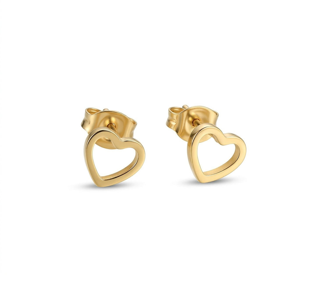 Herz Ohrstecker Gold aus Edelstahl, Kleine Herz Stecker Ohrringe minimal, Zarter Herzschmuck, Geschenk für Sie