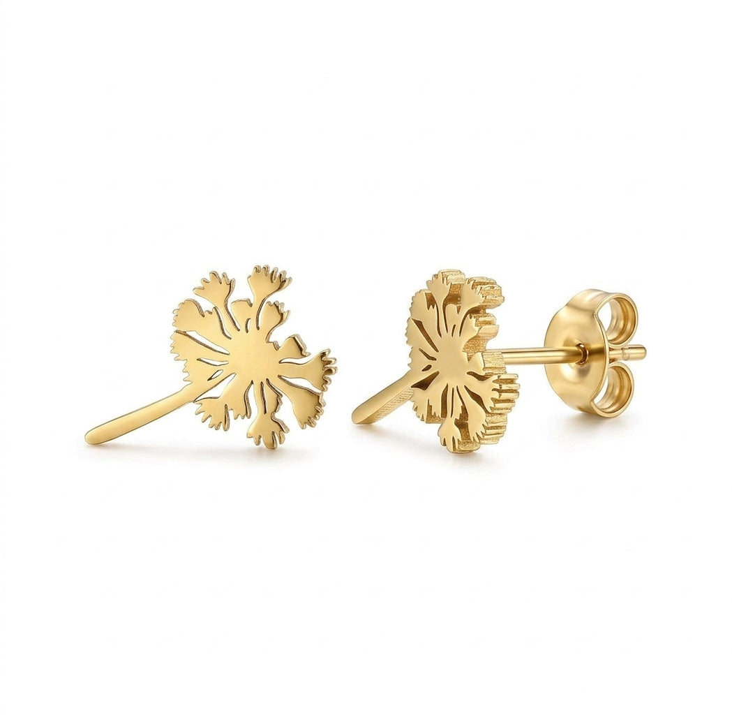 Pusteblumen Ohrstecker Gold aus Edelstahl (10x0,8mm)
