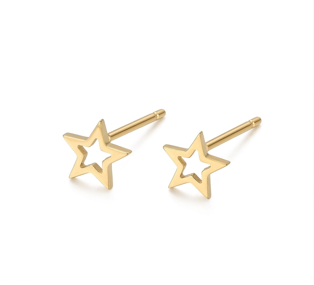 Minimalistische Stern-Ohrstecker aus Edelstahl (Gold, 8mm)
