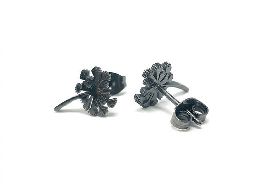 Pusteblumen Ohrstecker Schwarz aus Edelstahl (10x0,8mm)