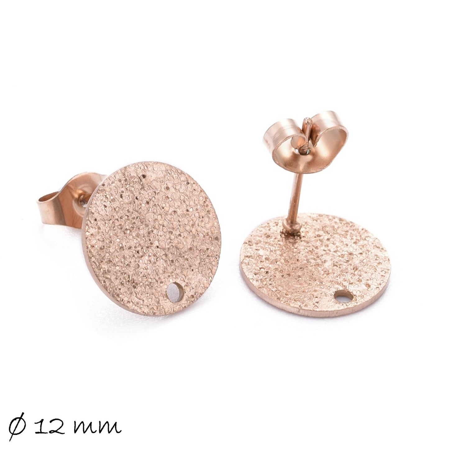 4 Stück Ohrstecker Edelstahl mit Scheibe, rosegold, Scheibe, Stardust, Ohrringe, Ø 12 mm