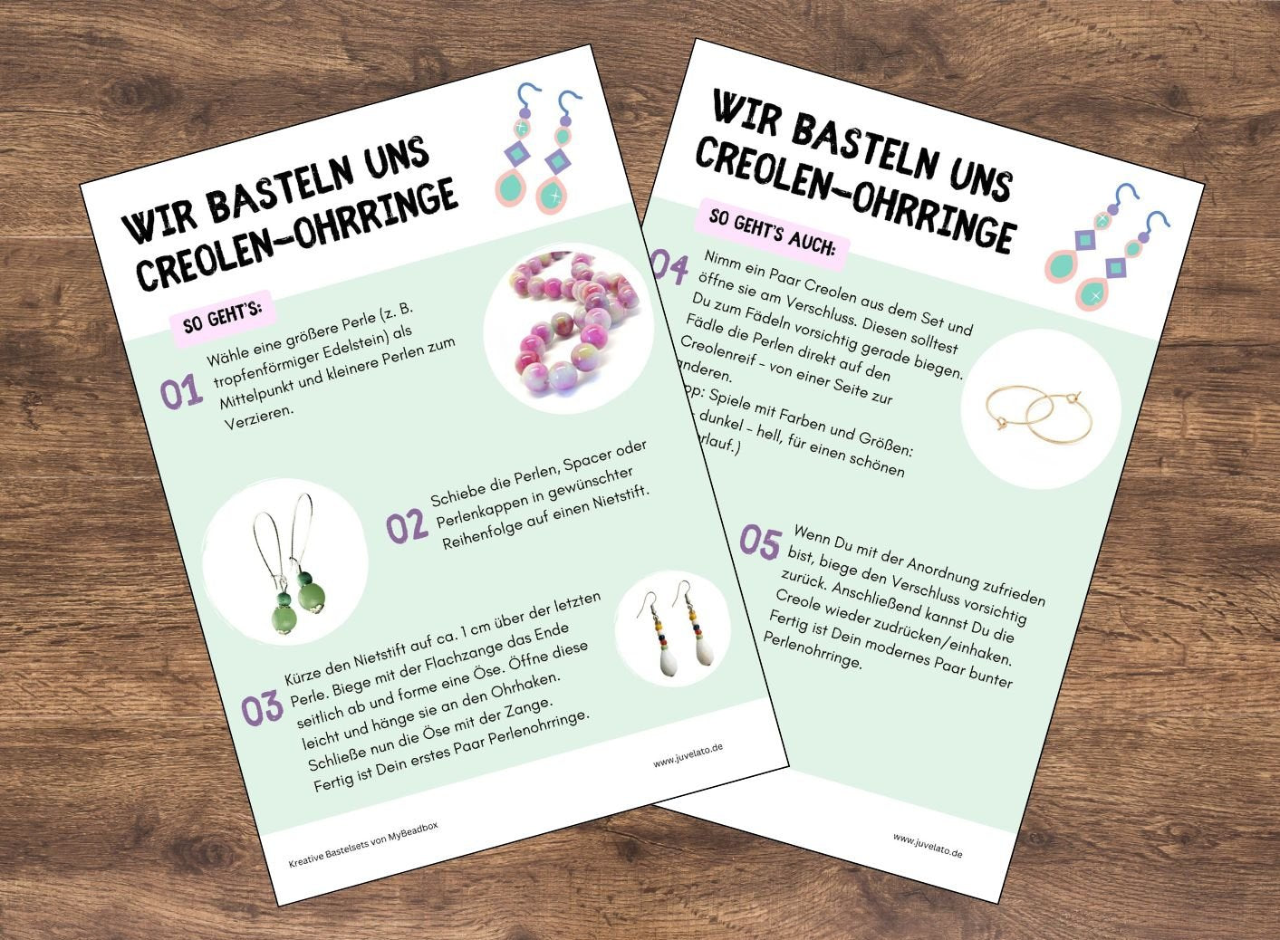MyBeadBox Schmuck Bastelset für Kinder – Ohrringe selbst machen mit Edelstein- und Glasperlen, DIY Schmuckset ab 6 Jahren