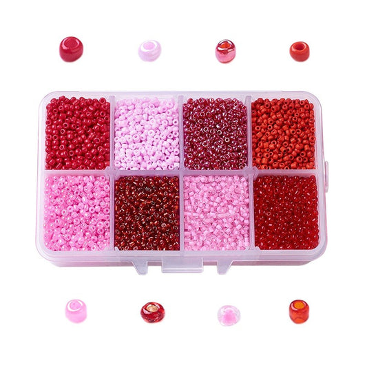 1 Box Rocailles Mix pink rosa, Ø 2 mm