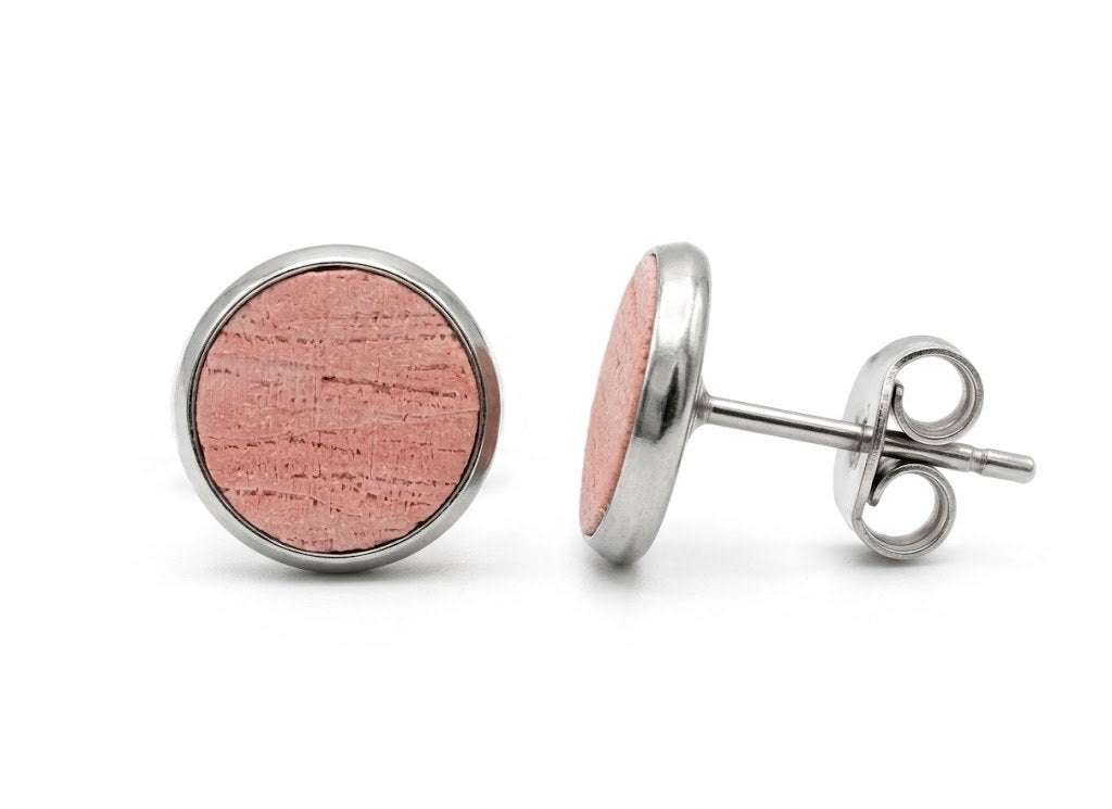 Mini Ohrstecker Edelstahl & Polymer Clay – Rosé mit Struktur (8mm Cabochon)