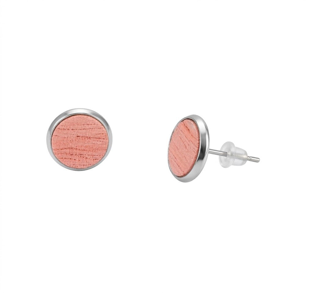 Mini Ohrstecker Edelstahl & Polymer Clay – Rosé mit Struktur (8mm Cabochon)