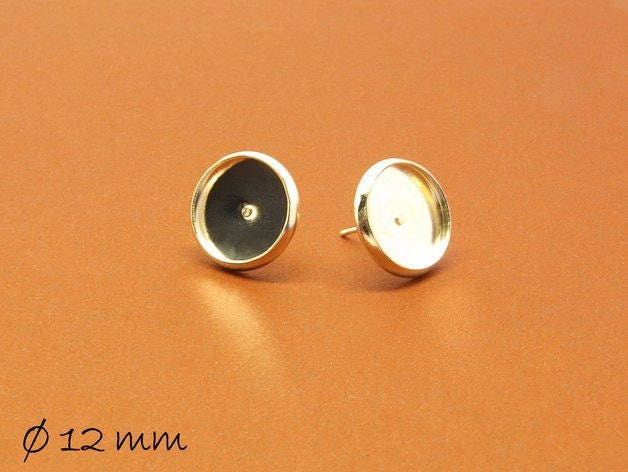 4 Stück Ohrsteckerrohlinge Fassung silber, 12 mm