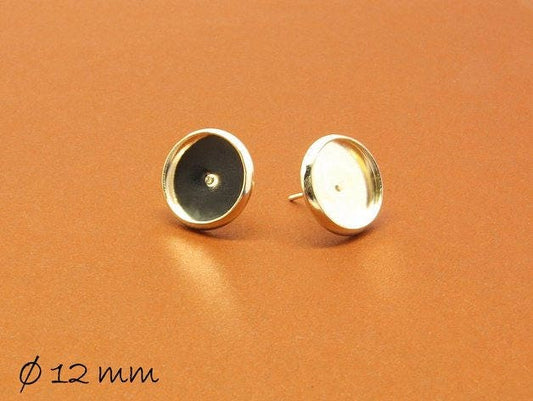 4 Stück Ohrsteckerrohlinge Fassung silber, 12 mm