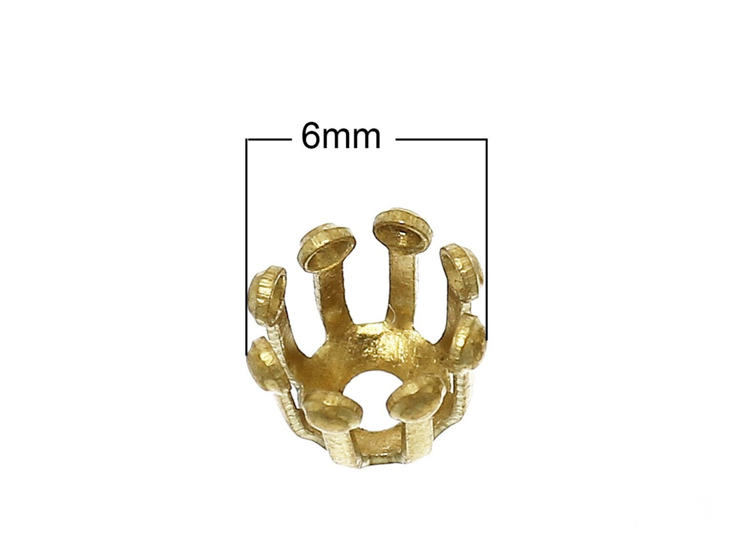 10 Stück Perlenkappen "Krone", gold, Ø 6 mm