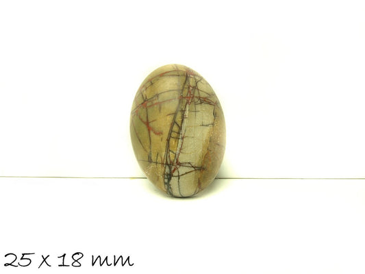 1 Stück Edelstein Cabochon, Picasso Jasper, Stein, 25 x 18 mm