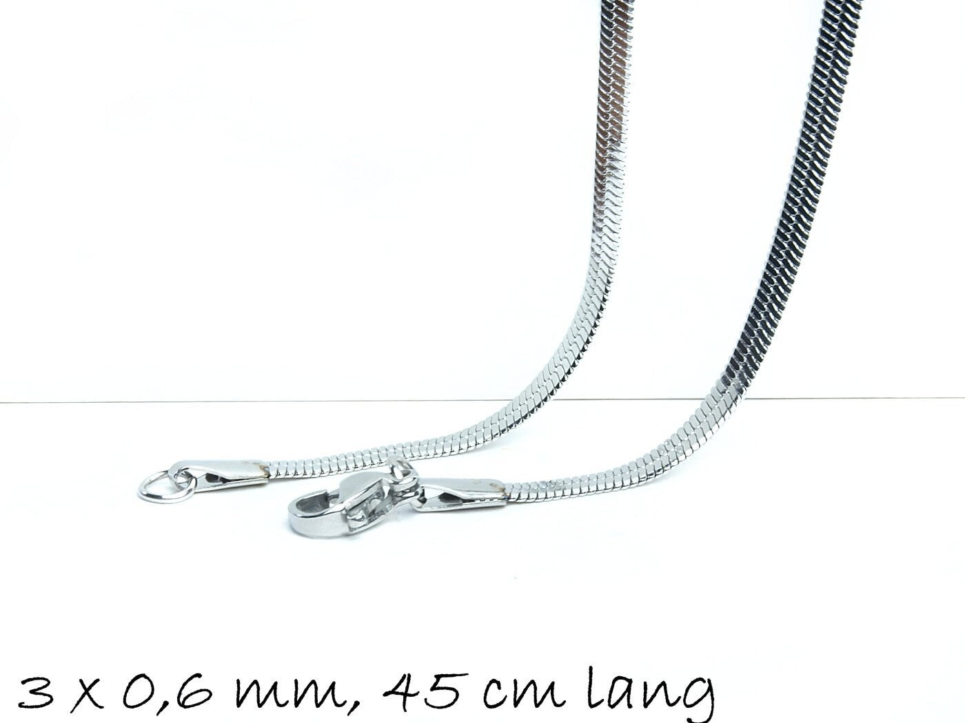 Fertige Schlangenkette Edelstahl, 45 cm lang, 3 x 0,6 mm