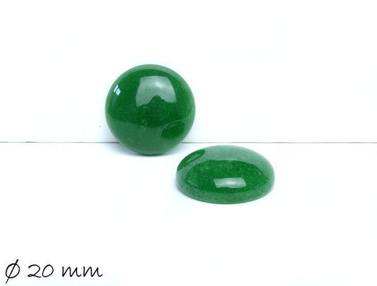 2 Stück Edelstein Cabochons, Jade (grün), Ø 20 mm