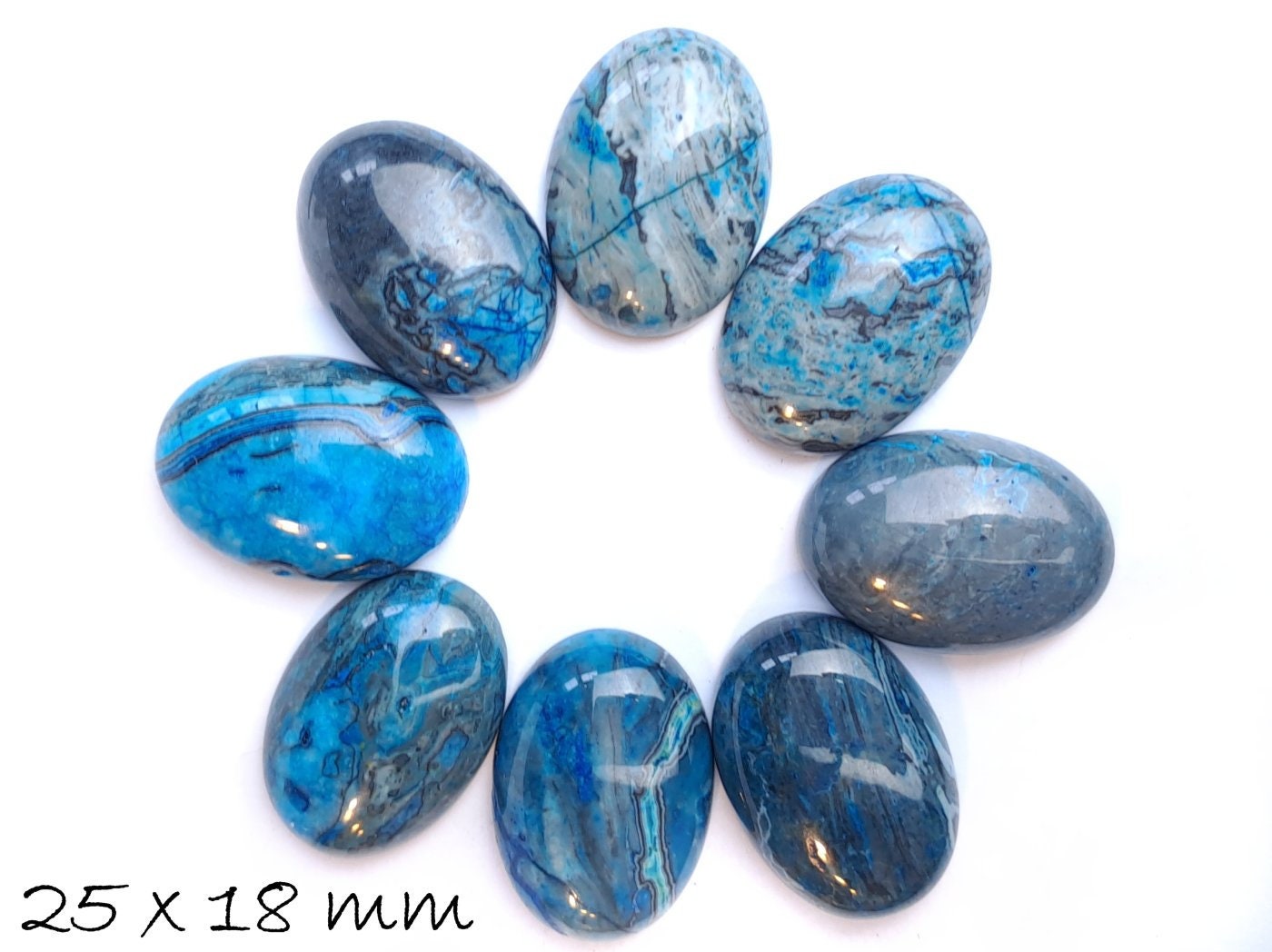 B- WARE - Edelstein Cabochon, Ripple-Jasper, 25 x 18 mm, verschiedene Farben