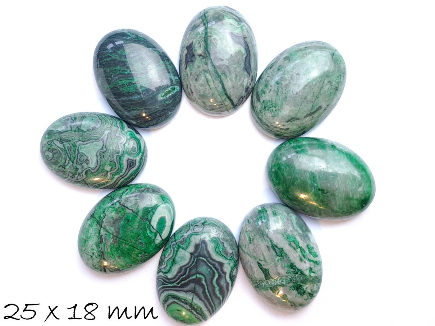 B- WARE - Edelstein Cabochon, Ripple-Jasper, 25 x 18 mm, verschiedene Farben