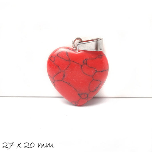 1 Stück Herz Anhänger synthetischer Türkis (rot) 27 x 20 mm