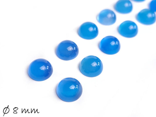2 Stück Edelstein Cabochons, blauer Achat, himmelblau, 8 mm