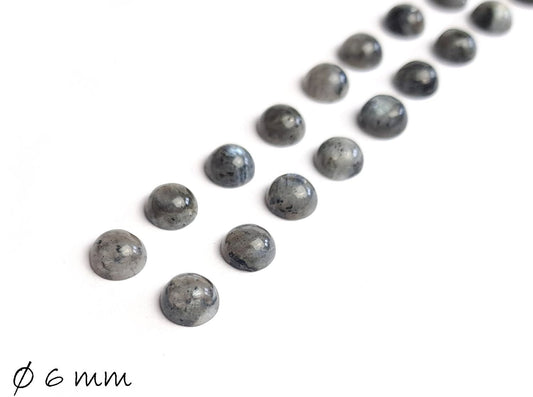 2 Stück Edelstein Cabochons, Larvikite, Ø 6 mm
