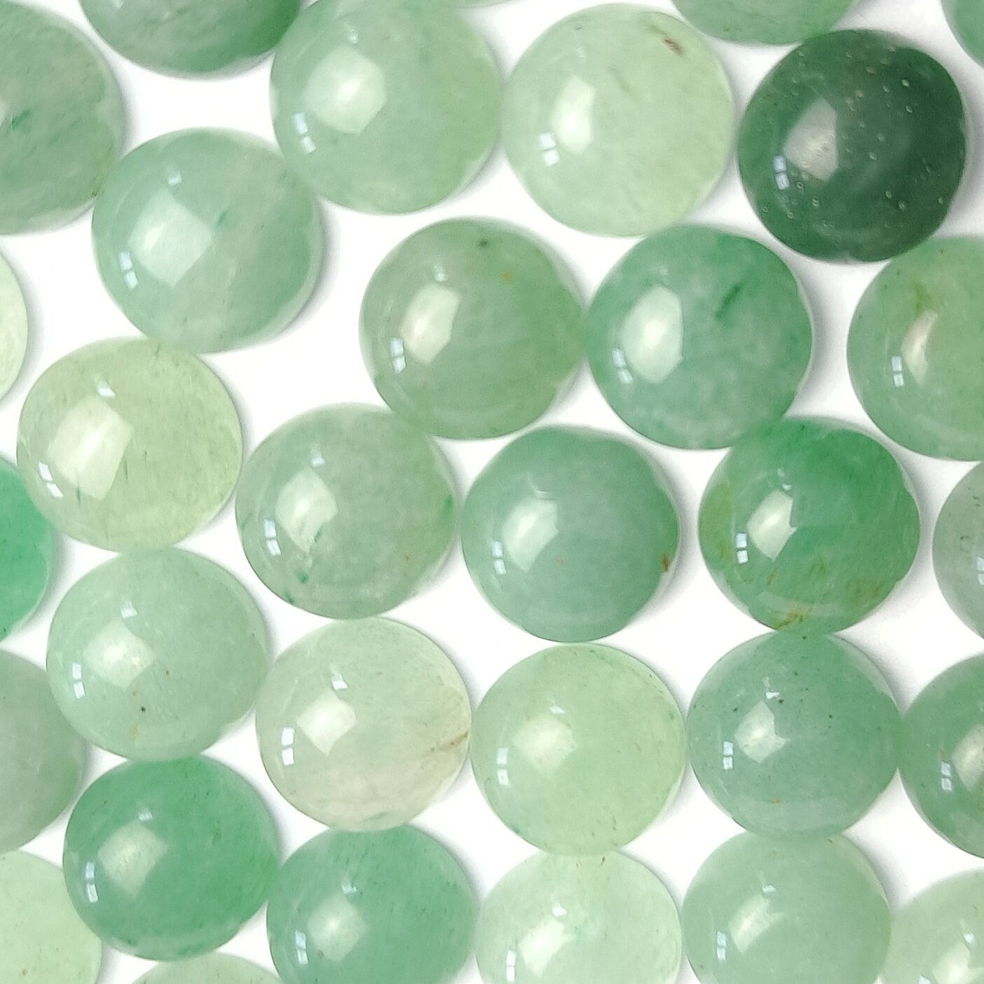 B-Ware - 2 Stück Edelstein Cabochons, grüner Aventurin, 10 mm