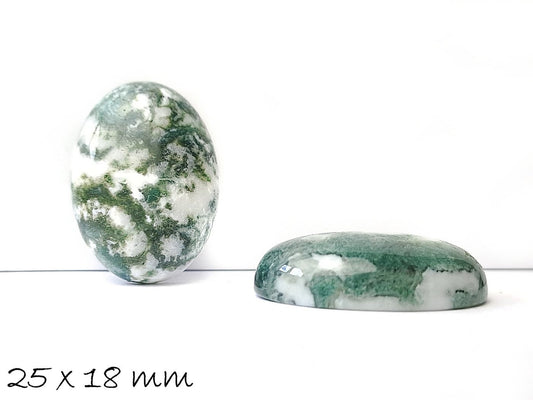 1 Stück Edelstein Cabochon, oval, Baumachat, 25 x 18 mm