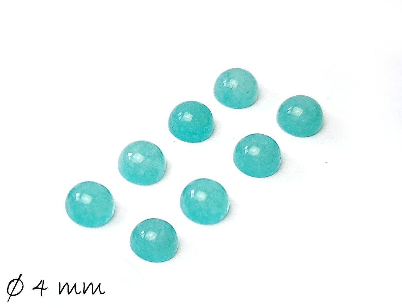 2 Stück Edelstein Cabochons, Jade, türkis, 4 mm