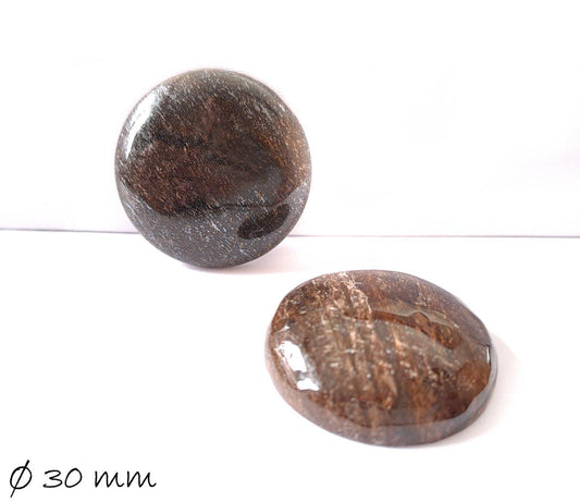 1 Stück Edelstein Cabochon, Bronzit, Ø 30 mm