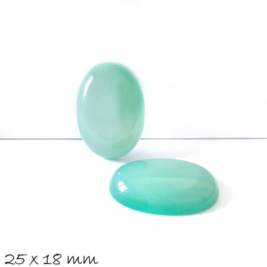 1 Stück Edelstein Cabochons grüner Achat, 25 x 18 mm, grün