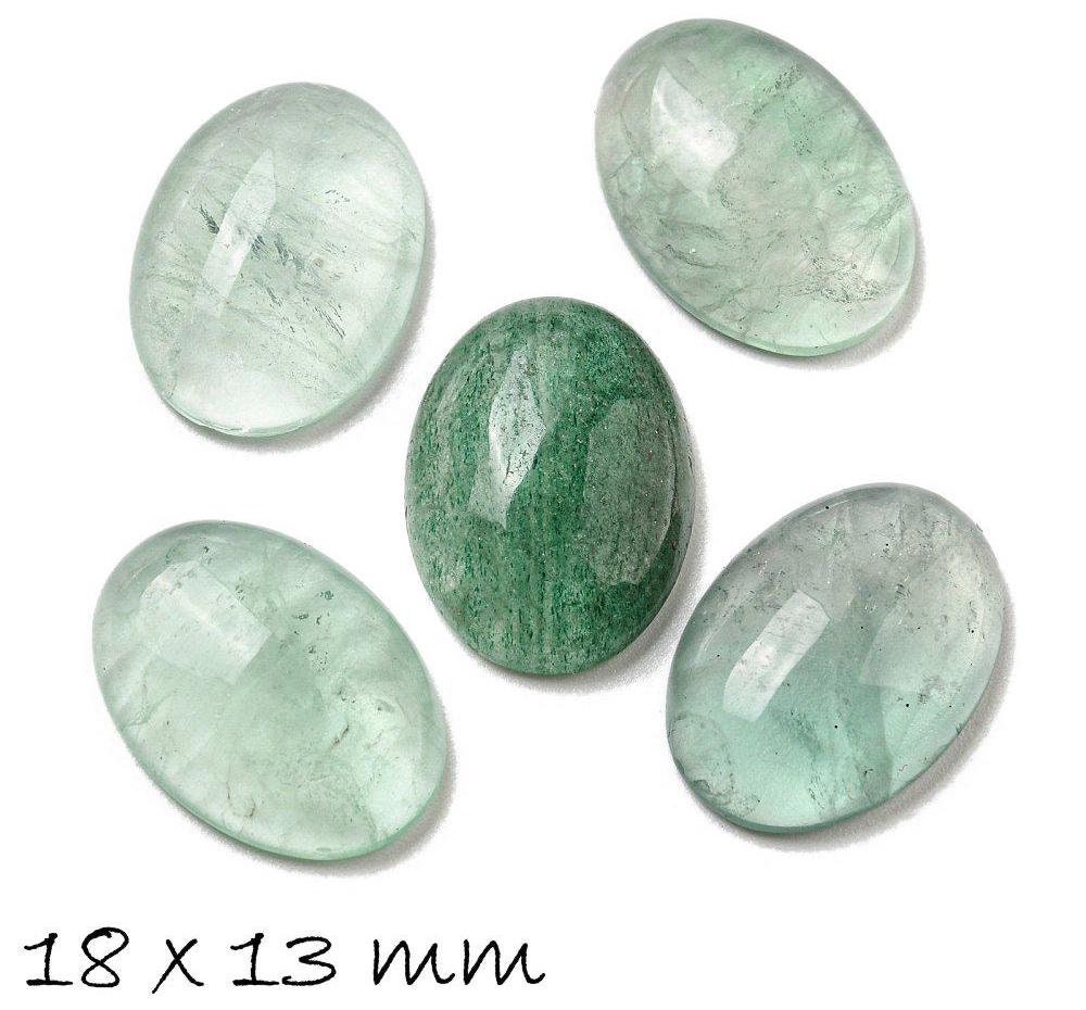 2 Stück Edelstein Cabochons, Regenbogen-Fluorit, grün, 18 x 13 mm