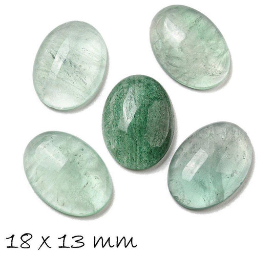 2 Stück Edelstein Cabochons, Regenbogen-Fluorit, grün, 18 x 13 mm