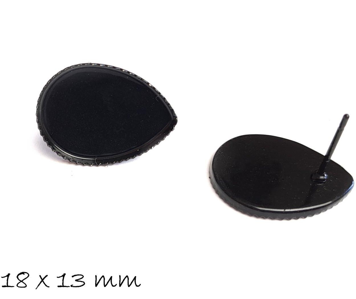 4 Stück Ohrstecker schwarz Tropfen 18 x13 mm