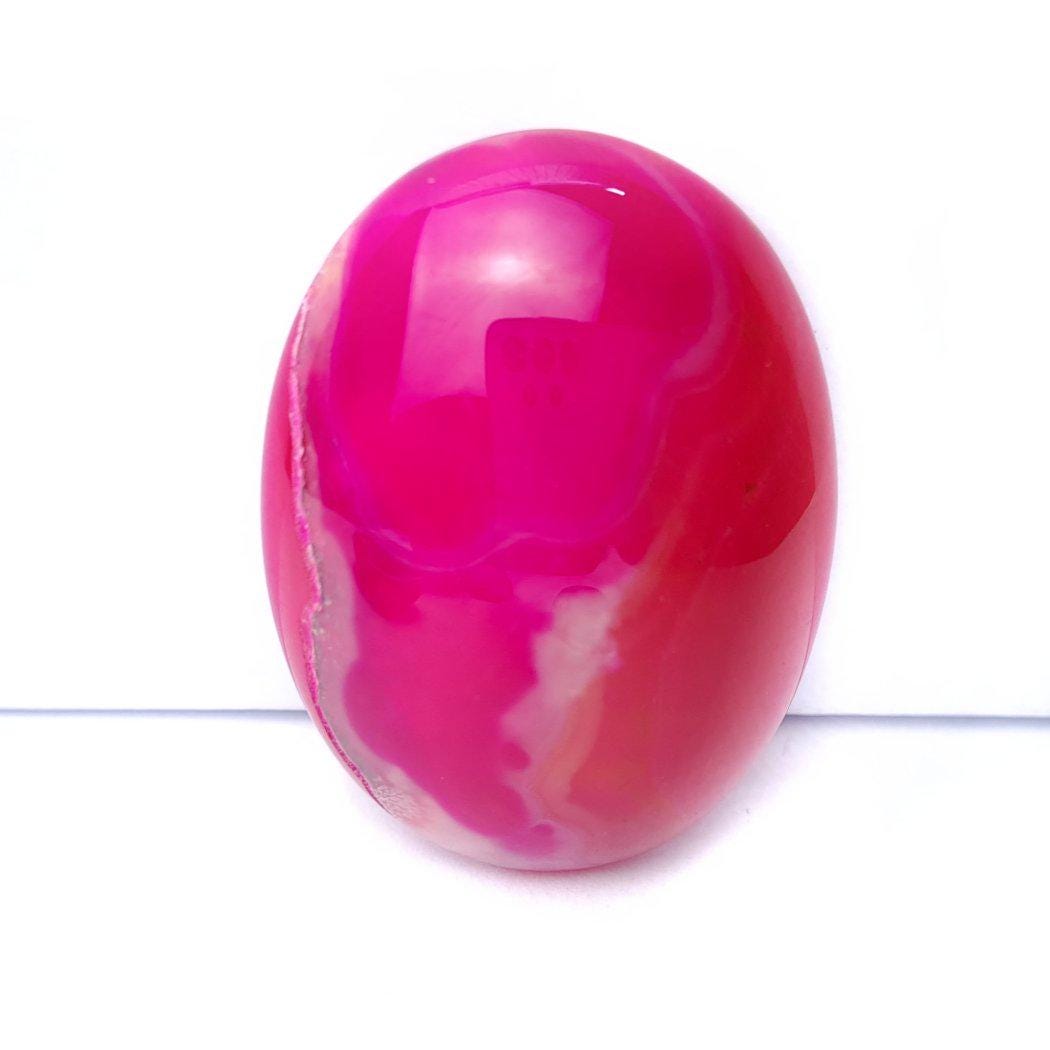 1 Stück Edelstein Cabochons Achat, 40 x 30 mm pink-weiß 2