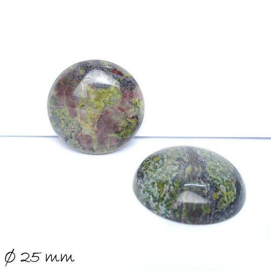 1 Stück Edelstein Cabochon, Drachenblut Jasper 25 mm
