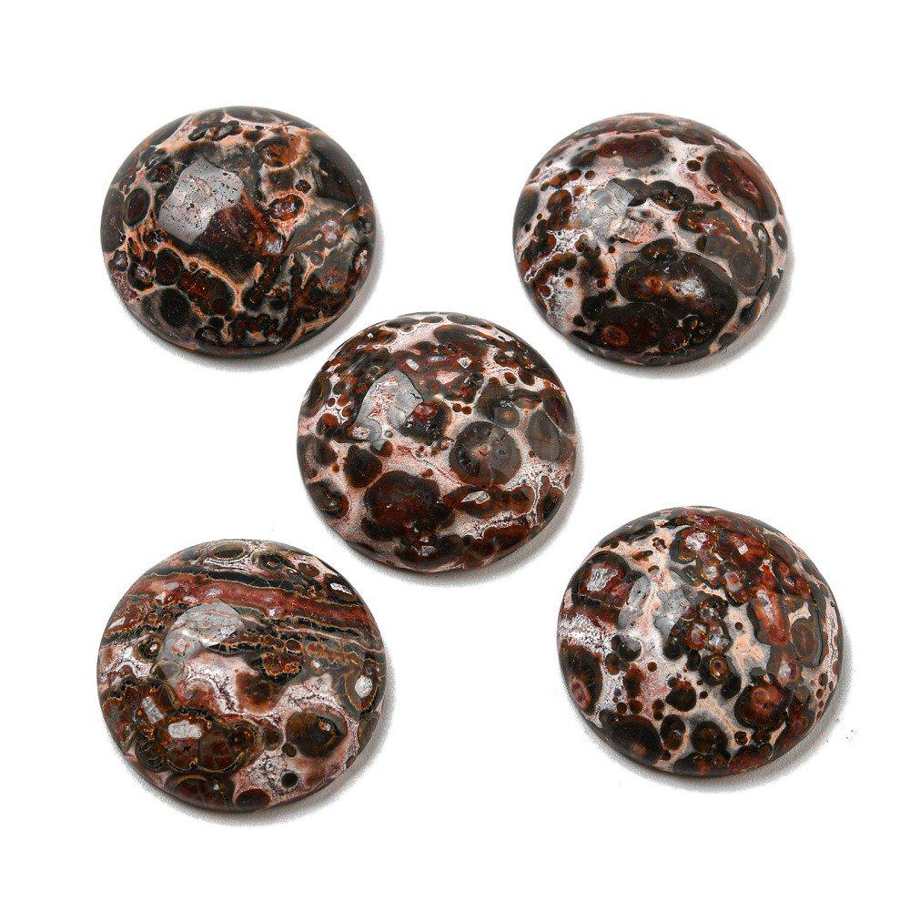 2 Stück Edelstein Cabochons, Leopard Skin Jaspis, 20 mm