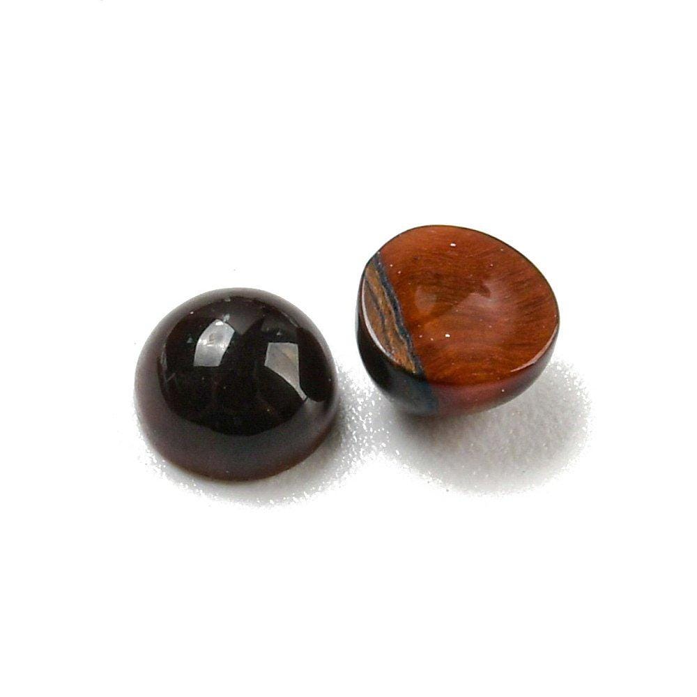 2 Stück Edelstein Cabochons, roter Tigerauge, Ø 4 mm