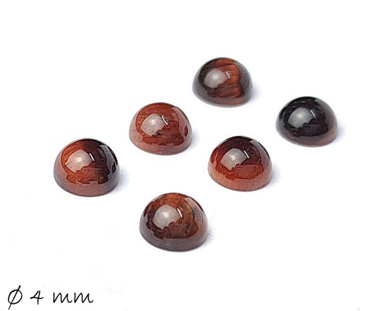 2 Stück Edelstein Cabochons, roter Tigerauge, Ø 4 mm