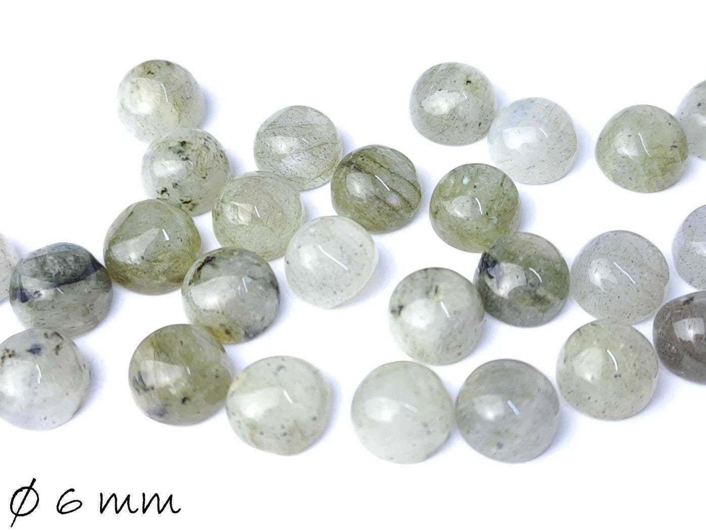 2 Stück Edelstein Cabochons, Labradorit, Ø 6 mm  (ohne Glanzschimmer)