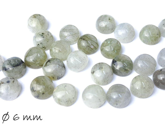 2 Stück Edelstein Cabochons, Labradorit, Ø 6 mm  (ohne Glanzschimmer)