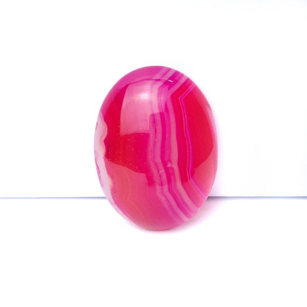 1 Stück Edelstein Cabochons Achat, 40 x 30 mm pink-weiß 2