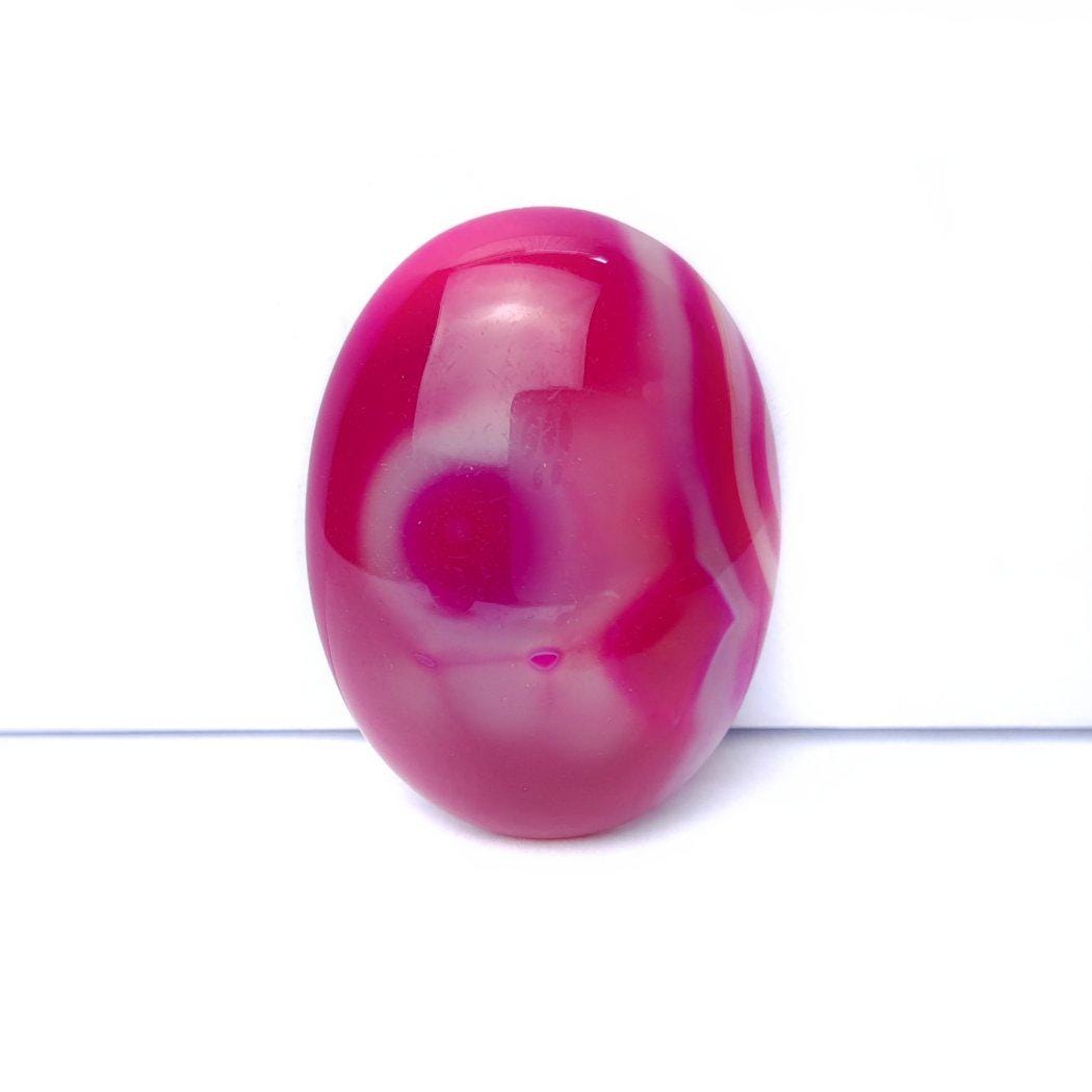 1 Stück Edelstein Cabochons Achat, 40 x 30 mm pink-weiß 2