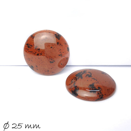 1 Stück Edelstein Cabochon, Mahagoni Jasper (Jaspis), Ø 25 mm