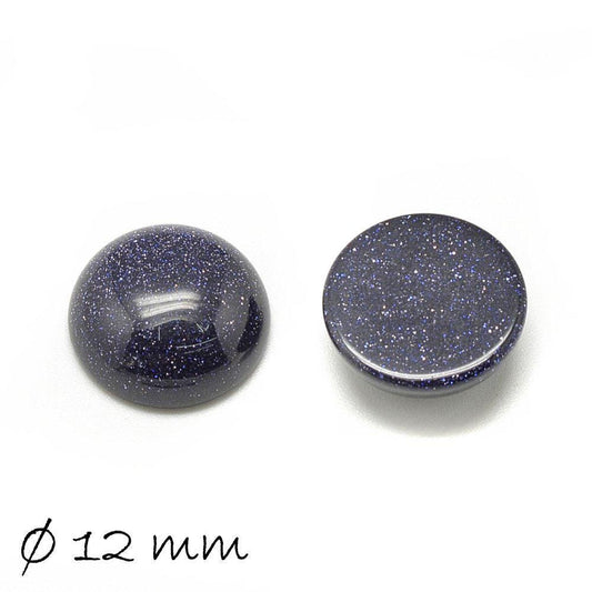 2 Stück Glascabochons, violetter Goldfluss, 12 mm