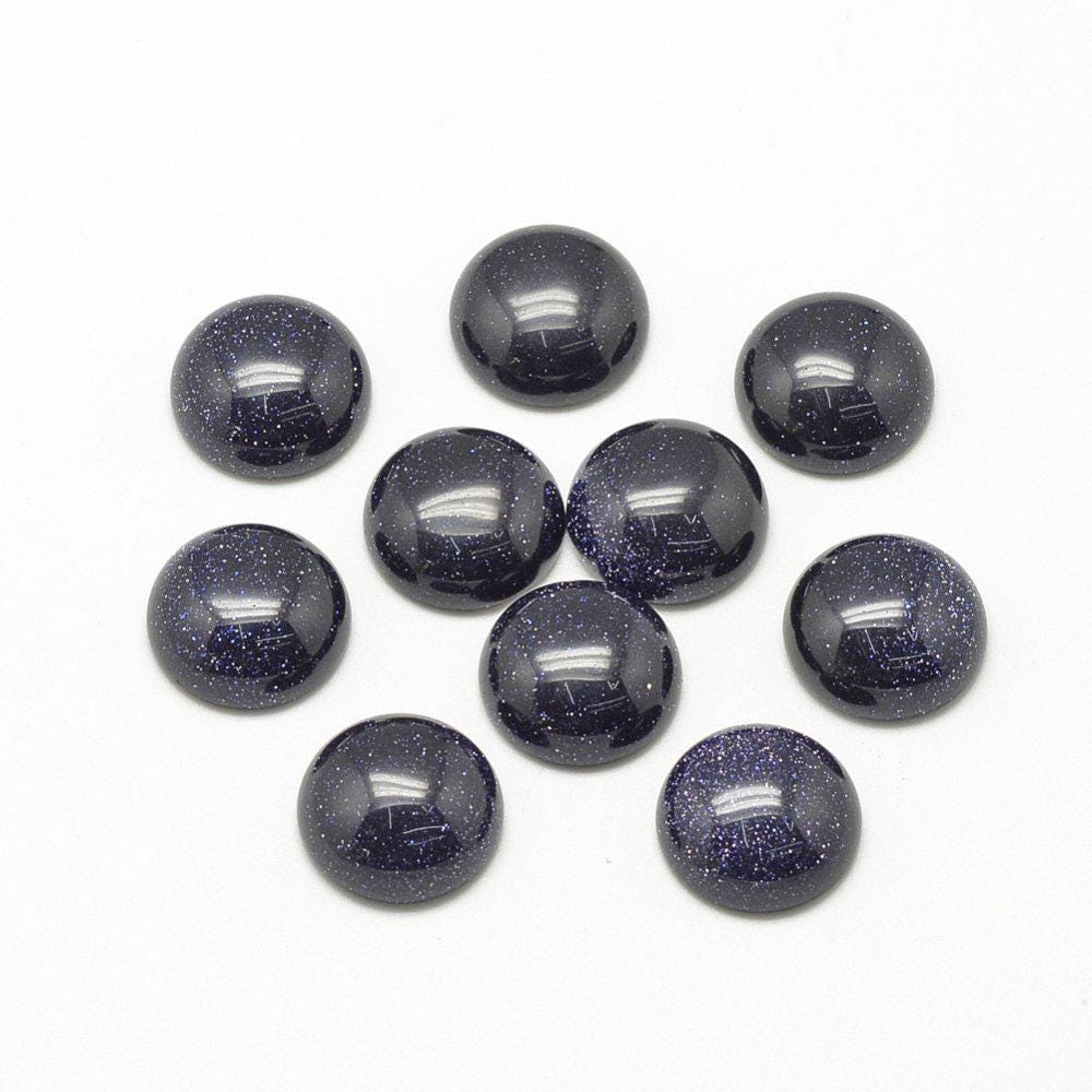 2 Stück Glascabochons, violetter Goldfluss, 12 mm