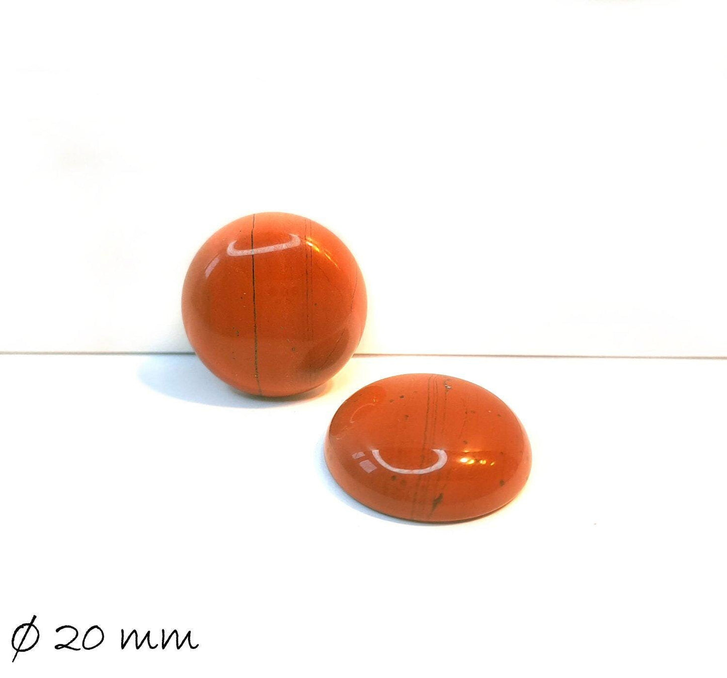 2 Stück Edelstein Cabochon ,Roter Jasper, Ø 20 mm