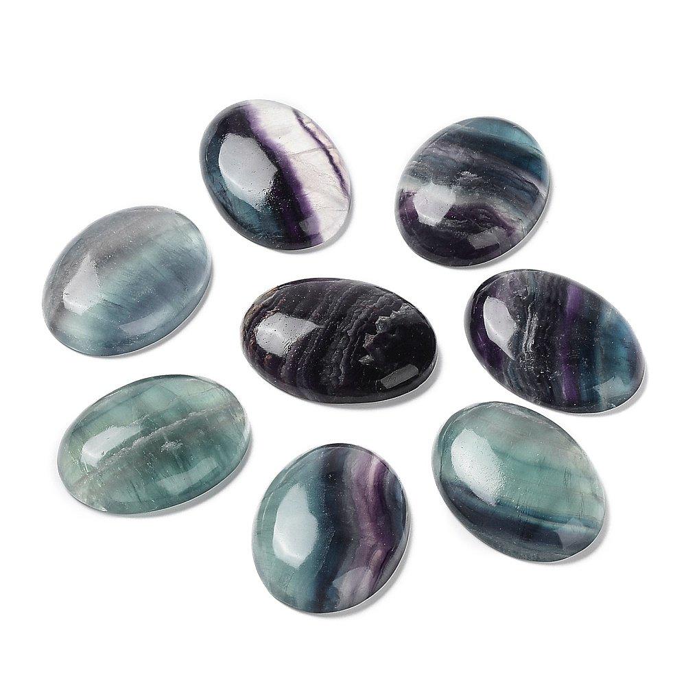 1 Stück Edelstein Cabochon Regenbogen-Fluorit, 40 x 30 mm